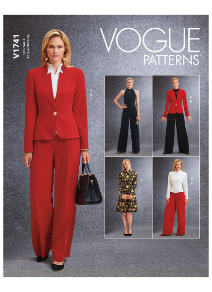V1741 Damen Top Hose Overall Kleid Jackett, Vogue
