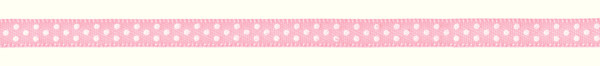 Satinband gepunktet 6 mm rosa / weiß