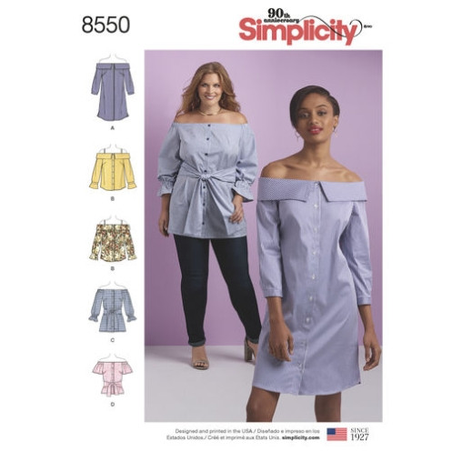 S8550 Damen Top Tunika Kleid, Simplicity