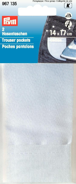 Hosentaschen halb (bügeln) CO 14 x 17 cm weiß