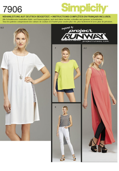 7906 Kleid, T-Shirt, Top, Kleid lang, Simplicity