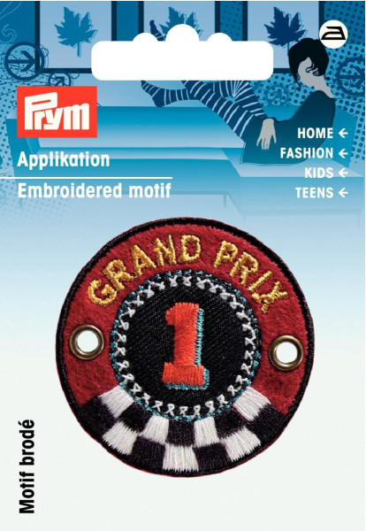 Applikation Patch rund Grand Prix rot/schwarz