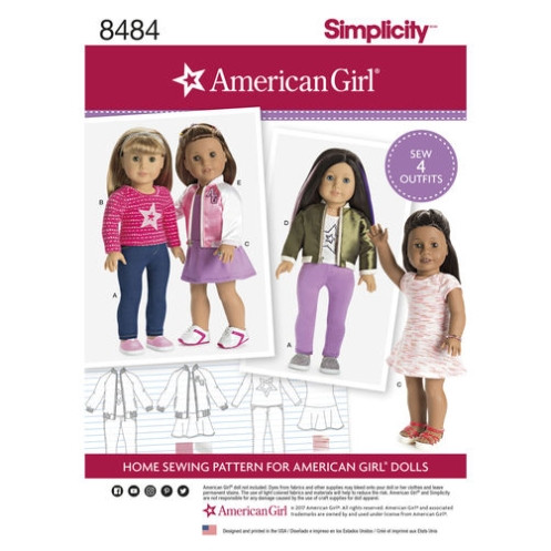 S8484 Kleidung Puppe Mädchen, Simplicity