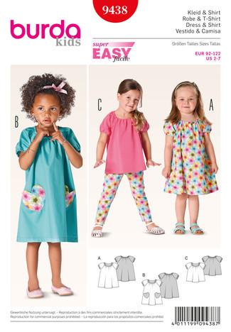 9438 Kleid, Shirt, Puffärmel, Burda