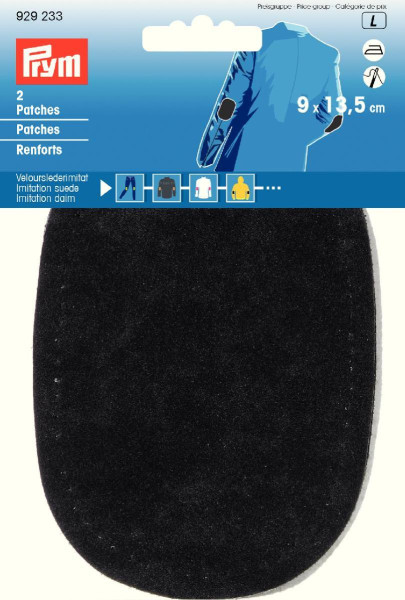 Patches Velourslederimitat 9 x 13,5 cm grau/blau/schwarz sort