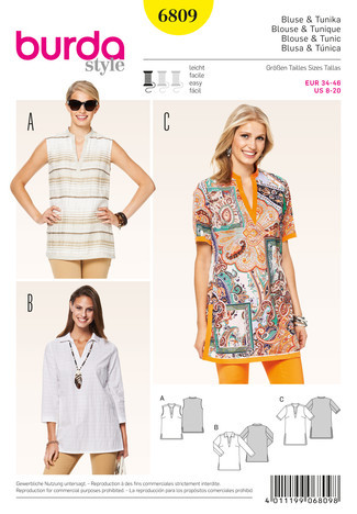 6809 Bluse, Tunika, Blenden, Burda