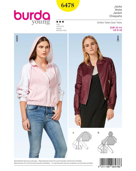 6478 Jacke H, W 2017 #6478, Burda