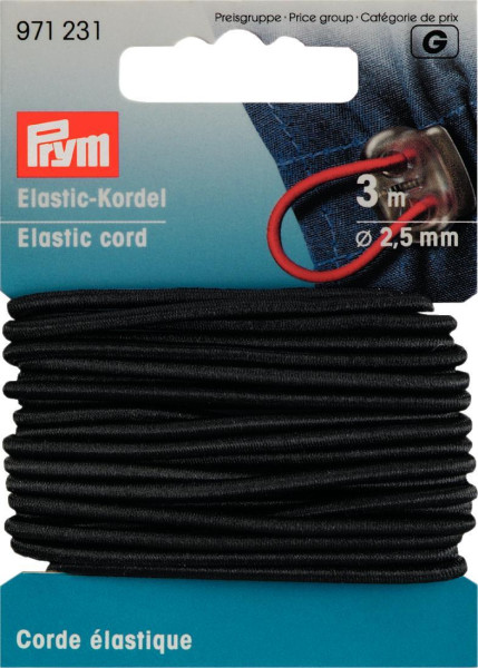 3m Elastic-Kordel 2,5 mm schwarz