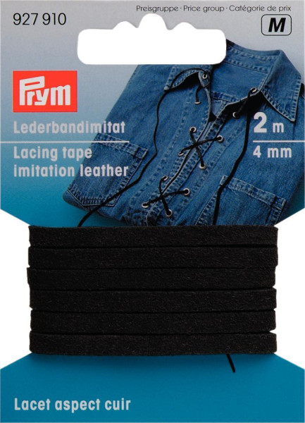 Lederbandimitat 4 mm schwarz