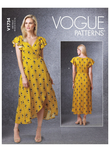 V1734 Damen Flügelärmel Kleid Überwurf, Vogue