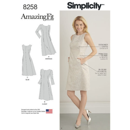 S8258 Damen Kleid Plus, Simplicity