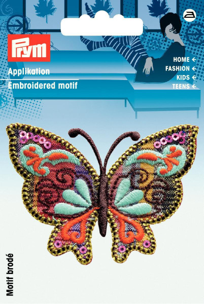 Applikation Schmetterling lila/bunt