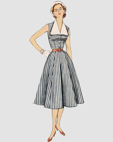 9105 Vintage-Kleid mit abnehmbarem Kragen , Simplicity