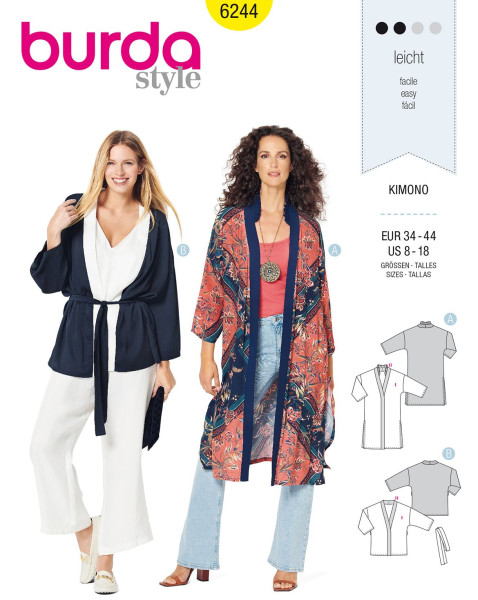 6244 Kimono F, S 2020, Schnittmuster von Burda