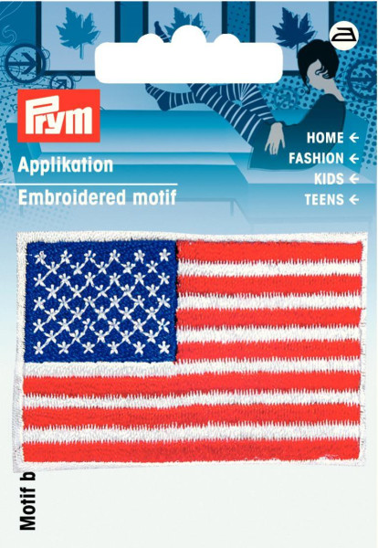 Applikation Amerika Fahne blau/rot/weiß