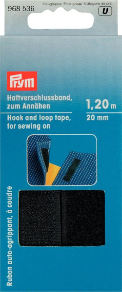 Haftverschlussband zum Annähen 20 mm schwarz
