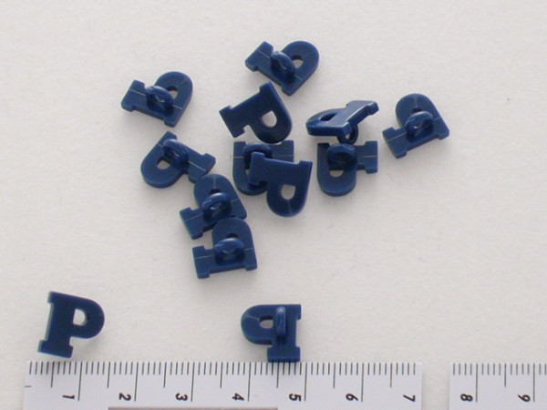 181179 Buchstaben- u. Zahlenknopf, blau, Dill