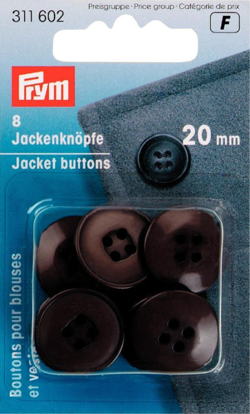 Jackenknöpfe 20 mm dunkelbraun