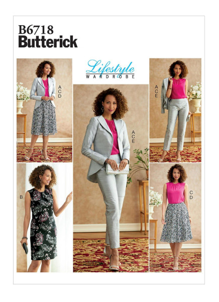 B6718 Damen Shirt Top Hose Kleid Jackett, Butterick