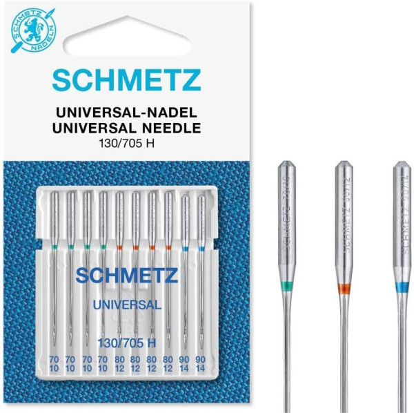 SCHMETZ Nähmaschinennadeln: 10 Universal-Nadeln, Standardnadeln, Nadeldicke 70/10-90/14, Nähset, 130