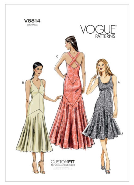 V8814 Damen Kleid, Schnittmuster von Vogue