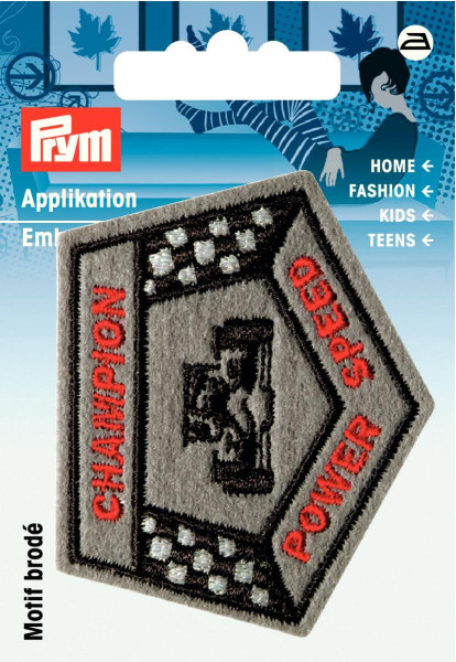 Applikation Label Champion Ferrari schwarz/grau