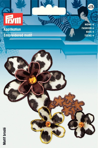 Applikation Blumenranke Animal print