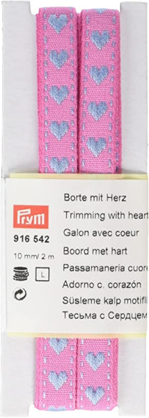 Borte mit Herz 10 mm pink / blau