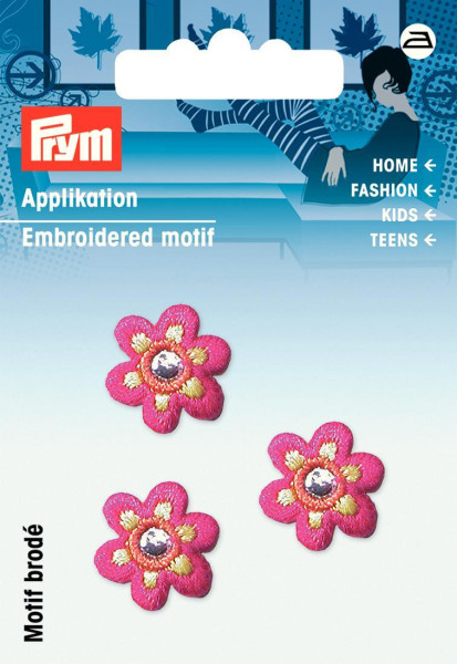 Applikation Blume klein pink mit Spiegel