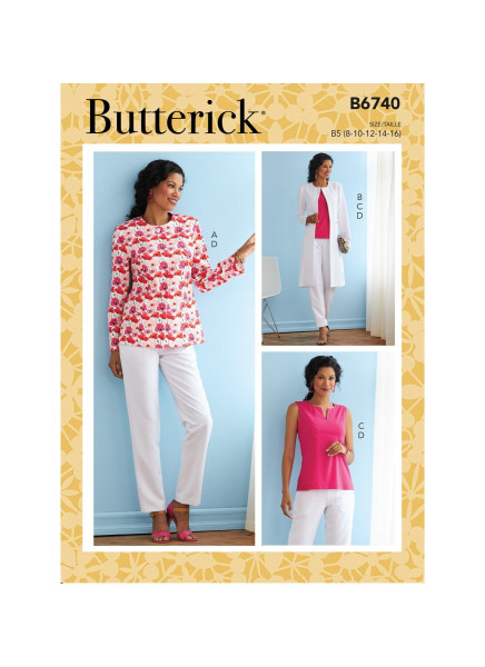 B6740 Damen Top Hose Mantel Jackett, Butterick