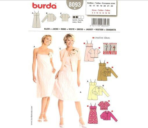 8093 Kleid und Jacke Schnittmuster von Burda