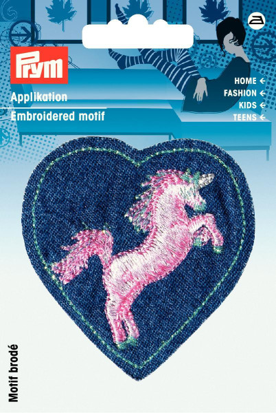 Applikation Patch Herz mit Einhorn