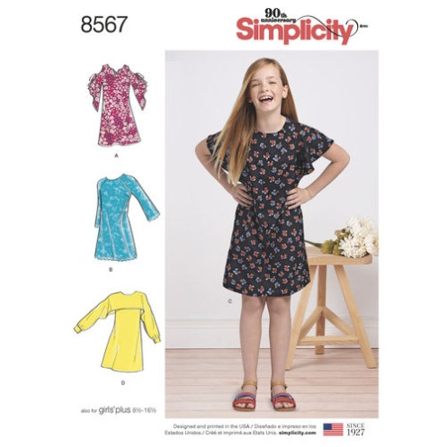 S8567 Mädchen Kleid Plus, Simplicity