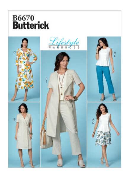 B6670 Damen Shirt Top Hose Kleid, Butterick