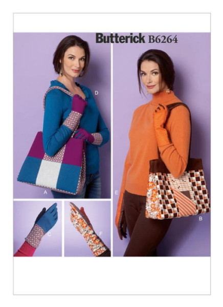 B6264 Taschen Handschuhe Patchwork, Butterick