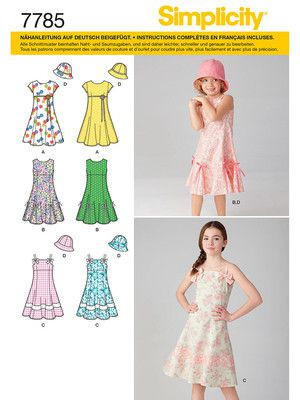 7785 Mädchenkleid mit Hut, Simplicity