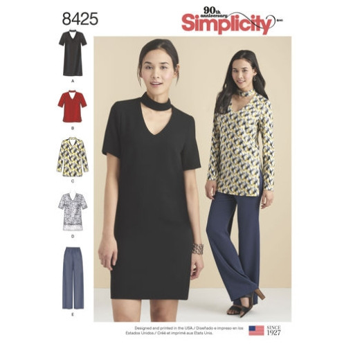 S8425 Damen Top Hose Tunika Kragen Kleid, Simplicity