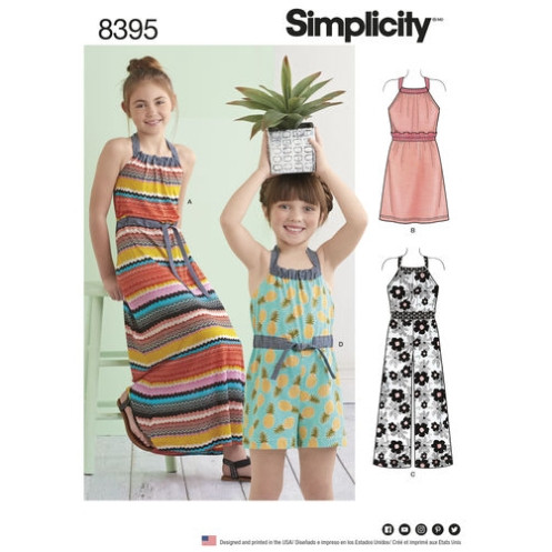 S8395 Mädchen Kleid Einteiler, Simplicity
