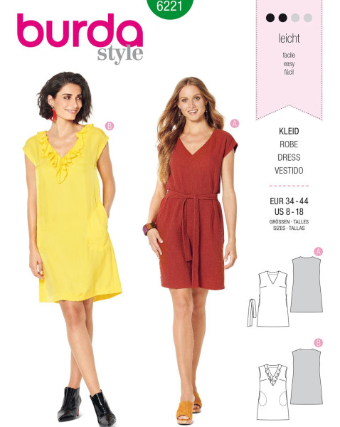 6221 Kleid F, S 2020, Schnittmuster von Burda