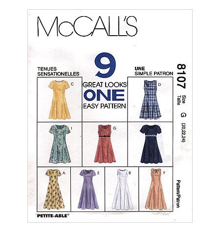 McCall M8107 Kleid in 2 Längen 8107 Schnittmuster Gr. 10-14