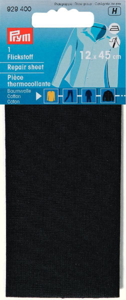 Flickstoff CO (bügeln) 12 x 45 cm schwarz