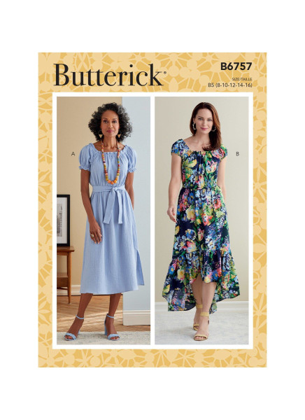 B6757 Damen Kleid Schärpe, Butterick