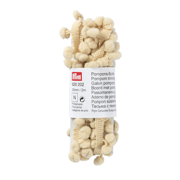 Pompons-Borte 20 mm beige