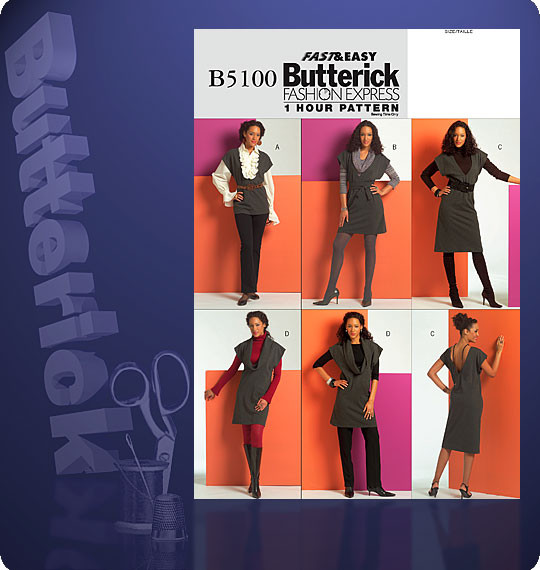 Butterick B5100 Tunika, Gürtel und Kleid Schnittmuster OFP