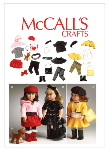 McCalls M6669 Kleidung für 18' Puppe, Accessoires und Hund
