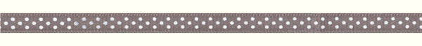 Satinband gepunktet 6 mm grau / weiß