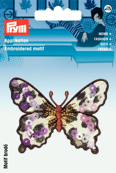 Applikation Schmetterling Animal print/Pailletten