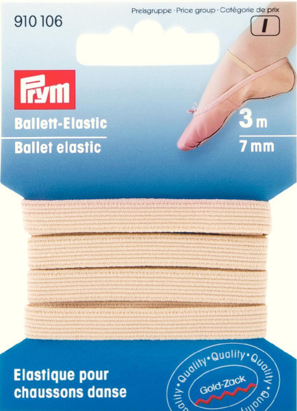 Gummiband, Gummilitze 7mm, 3m, beige (Ballett-Elastic)