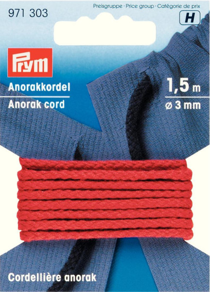 Anorakkordel 3 mm rot