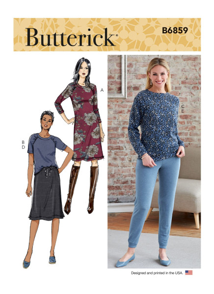 B6859 Damen Shirt Tops Hose Kleid, Butterick